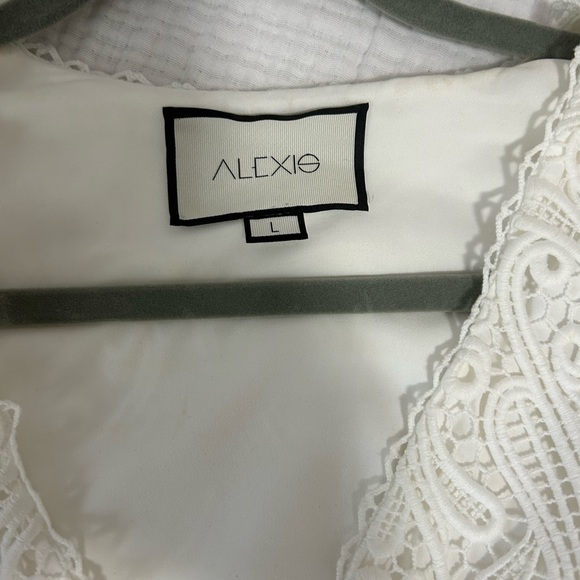 Alexis Lace Bell Sleeve Dress White - Size L - Picture 6 of 7